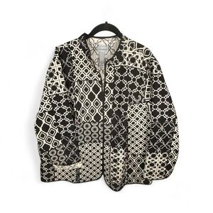 Catherines Womens Reversible Jacket Open Front Quilted Black Plus 2X 22W/24W NWT